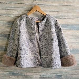 CHICO'S CROPPED JACKET W FAUX FUR